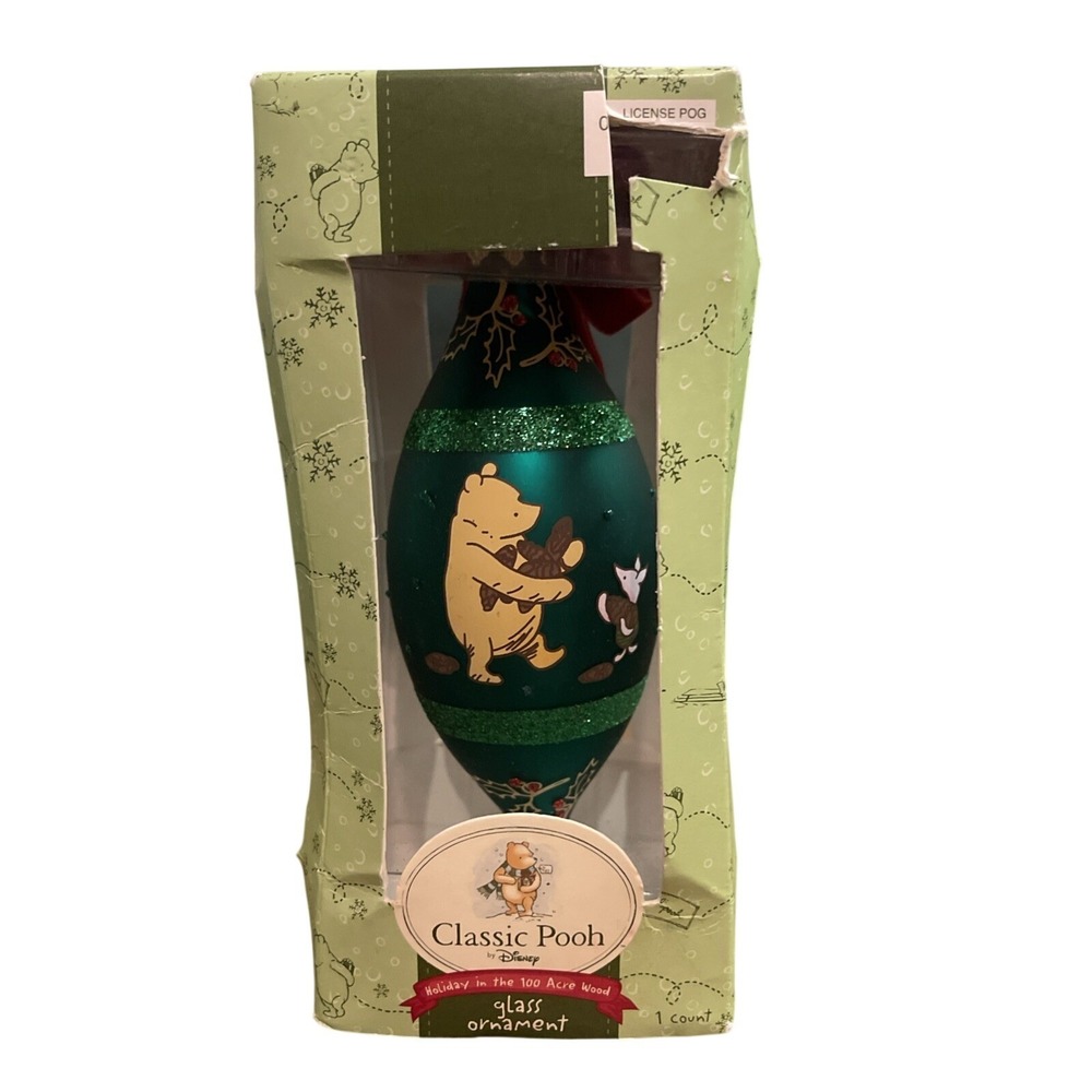 Disney Classic Pooh Blown Glass Ornament 100 Acre Piglet Baby's First Christmas